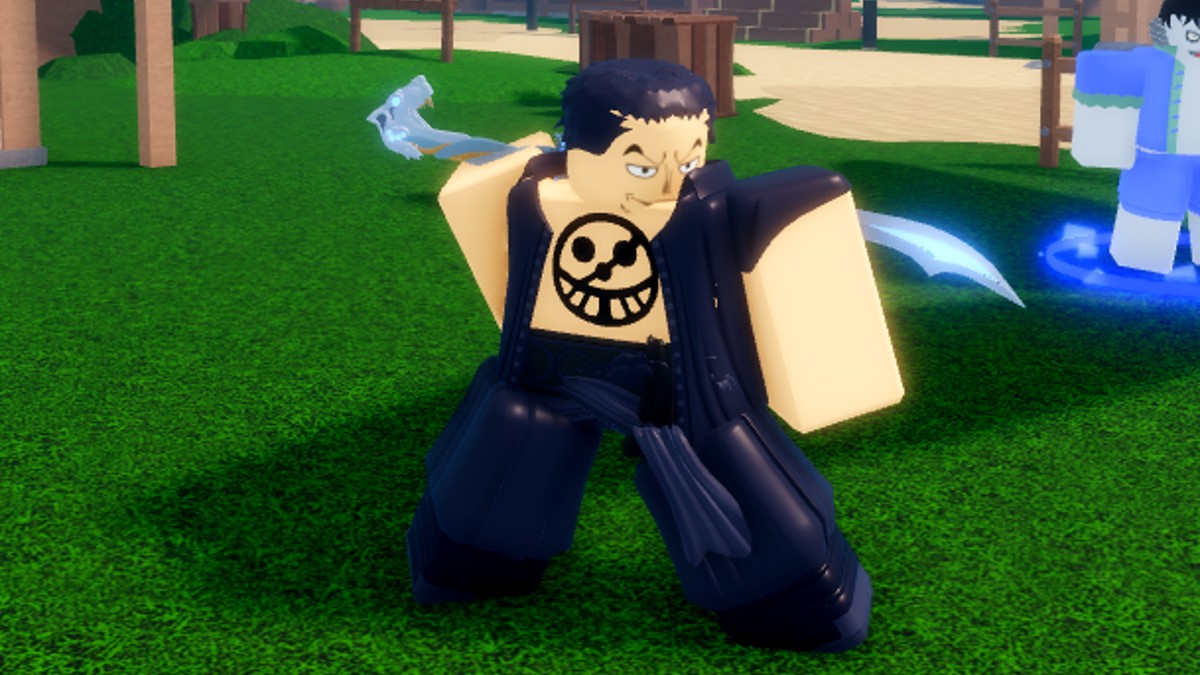 A Roblox character wielding a sword in Legacy Piece.