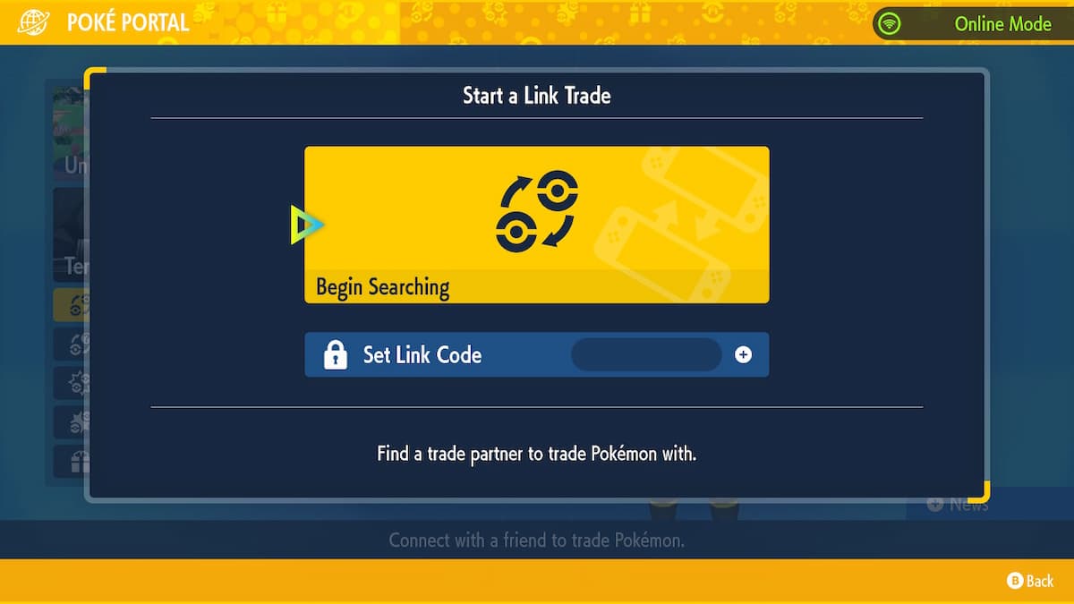 The Link Trade screen in Pokemon Scarlet and Violet. 
