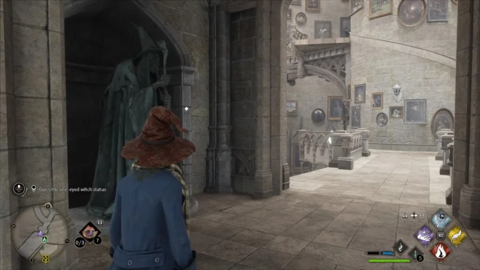 One-Eyed Witch Statue leads to Honeydukes in Hogsmeade, same as movie.