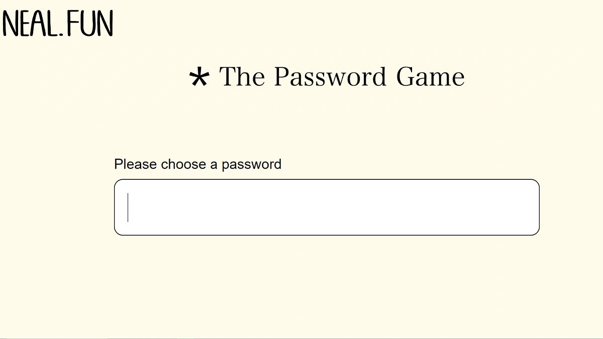 The Password Game home page