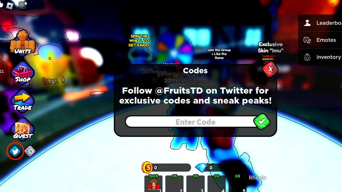 How to Redeem Codes in Fruit Tower Defense.