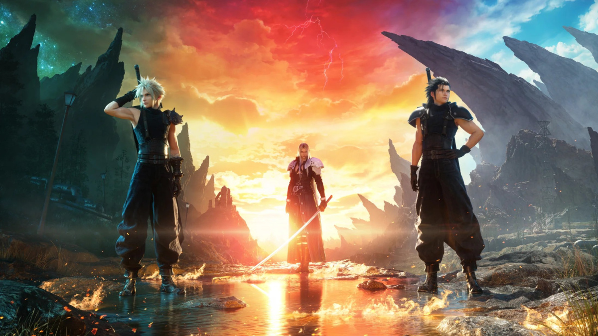 Cloud, Zack and Sephiroth Standing in Different Realities in Final Fantasy VII Rebirth Key Art